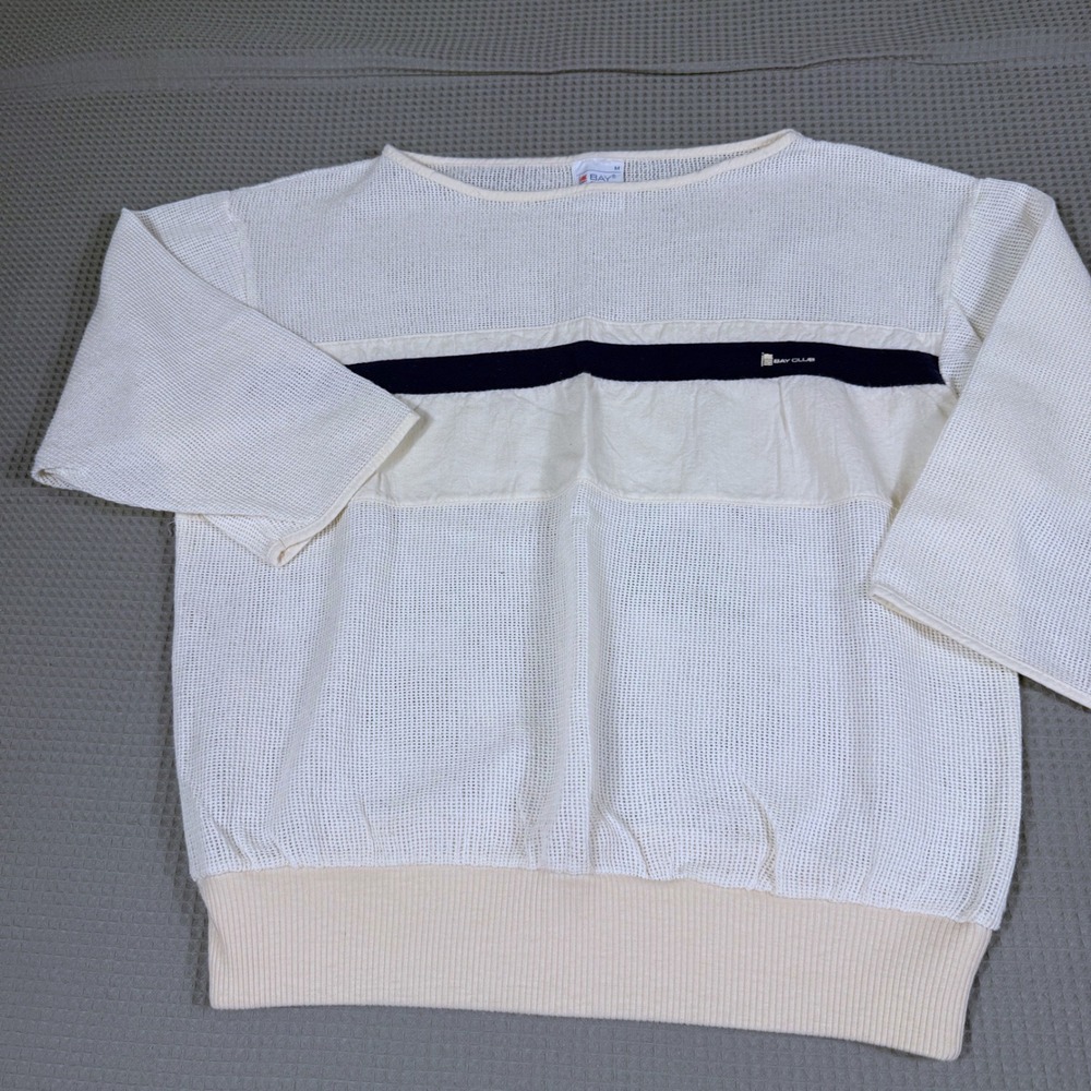 Bay Club Catalina Vintage 2 Piece Set M Cream Mesh Top High Waist Pants Coastal - Picture 2 of 16